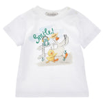 Monnalisa T-Shirt Girocollo Tinta Unita con Stampa per Bambino 28E603J BIANCO MONNALISA 