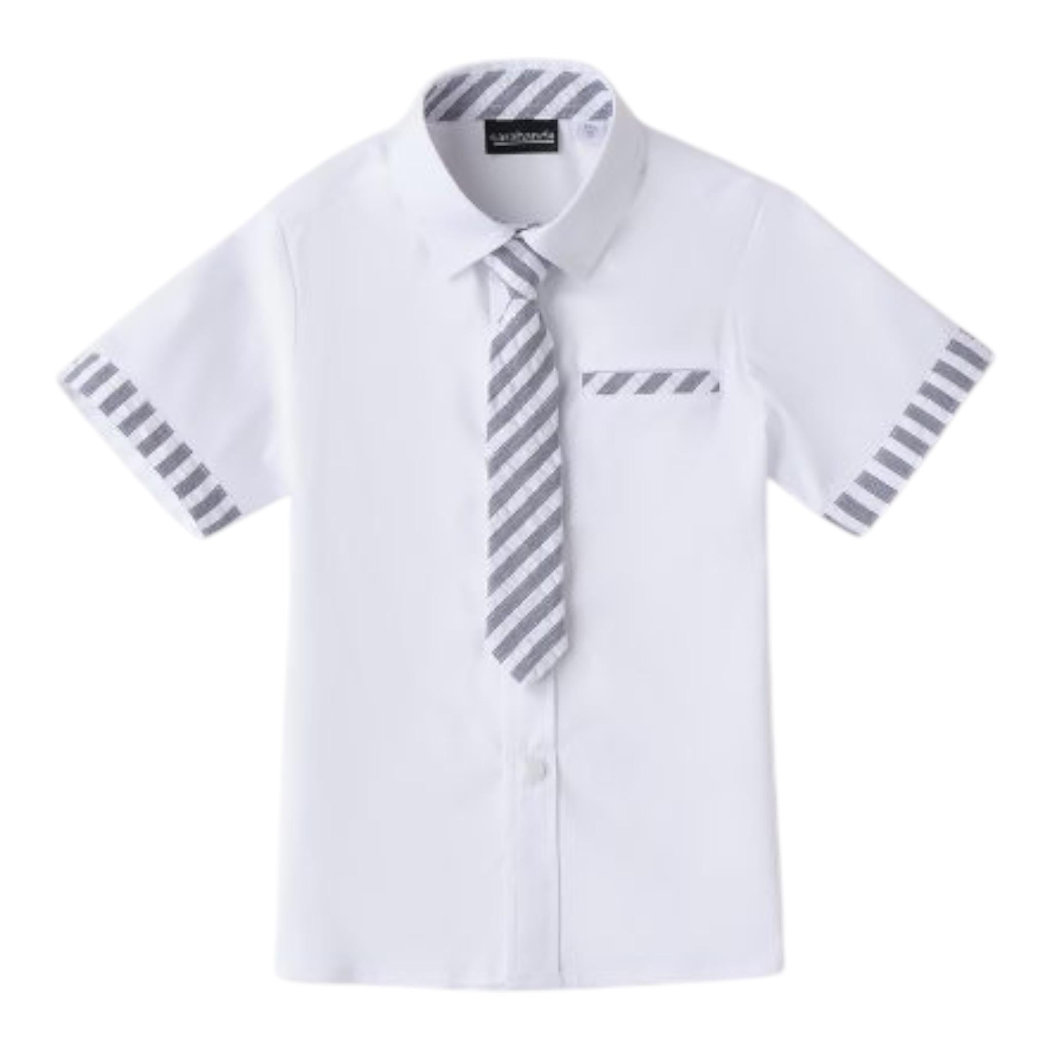 Sarabanda Camicia Tinta Unita con Cravatta per Bambino 0B132 BIANCO SARABANDA 