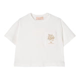 Elisabetta Franchi T-Shirt Girocollo Tinta Unita con Logo per Bambina EFTS232XX PANNA ELISABETTA FRANCHI 