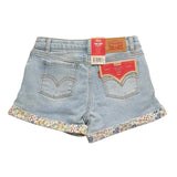 Levi'S Short In Denim Tinta Unita con Girovita Regolabile per Bambina 4EM214 BLU LEVI'S 