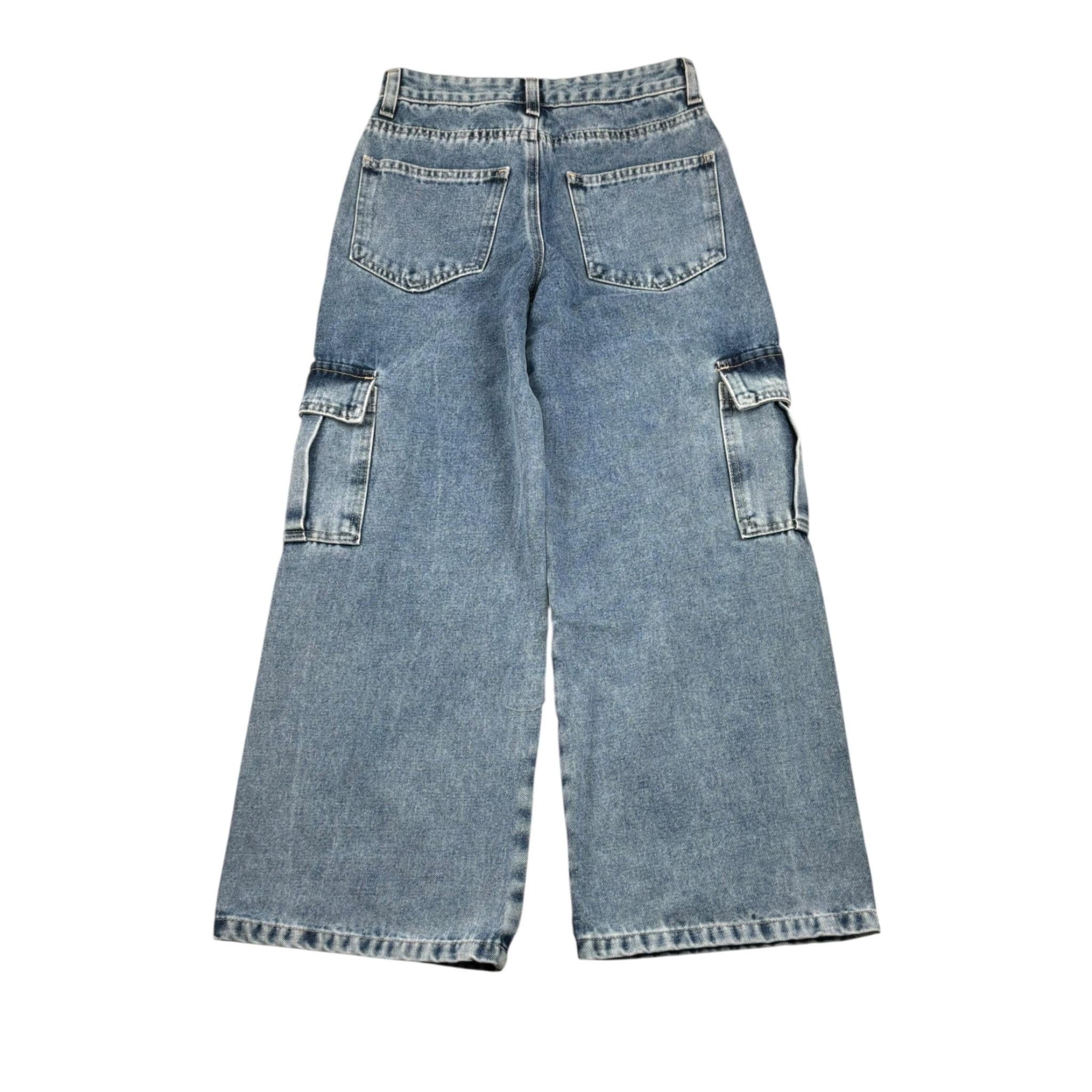 Lu Lu By Miss Grant Jeans Tinta Unita Modello con Tasconi per Bambina LL2991 AZZURRO LU LU BY MISS GRANT 