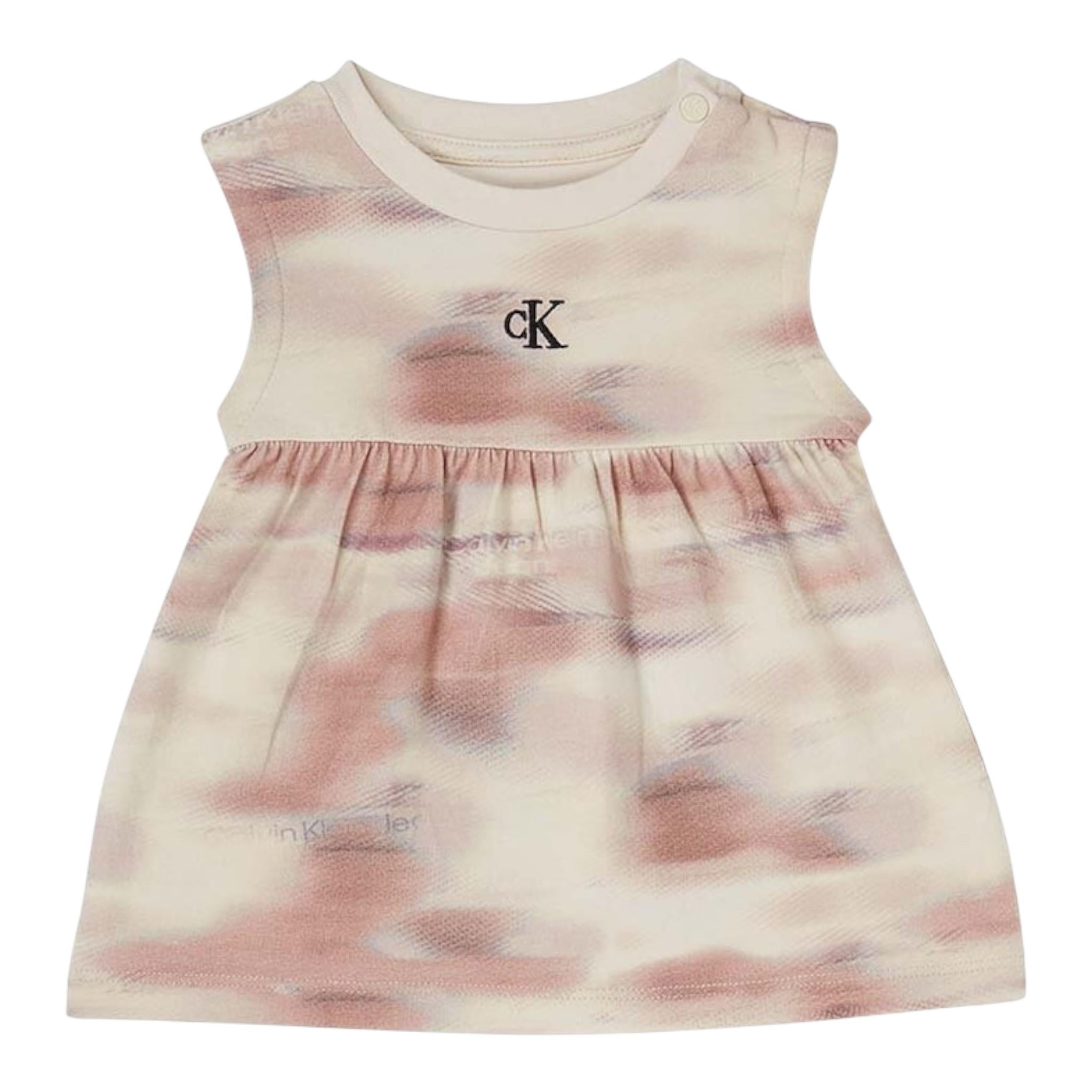 Calvin Klein Abito Tinta Unita con Logo E Fantasia per Bambina IN0IN00076J BEIGE CALVIN KLEIN 