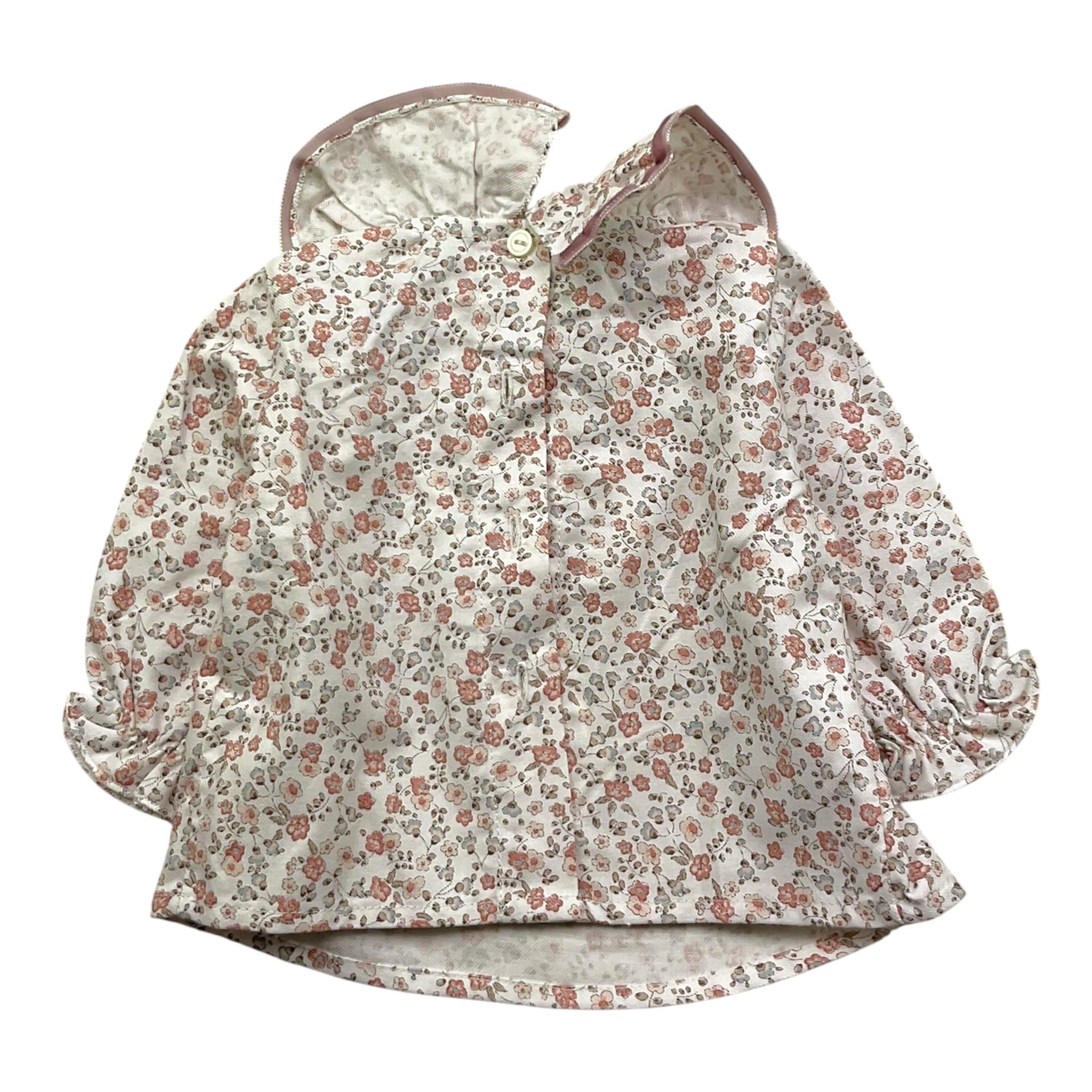 MARLU' camicia tinta unita con fantasia fiori Bianco per Neonata IG2031 BIANCO MARLU' 