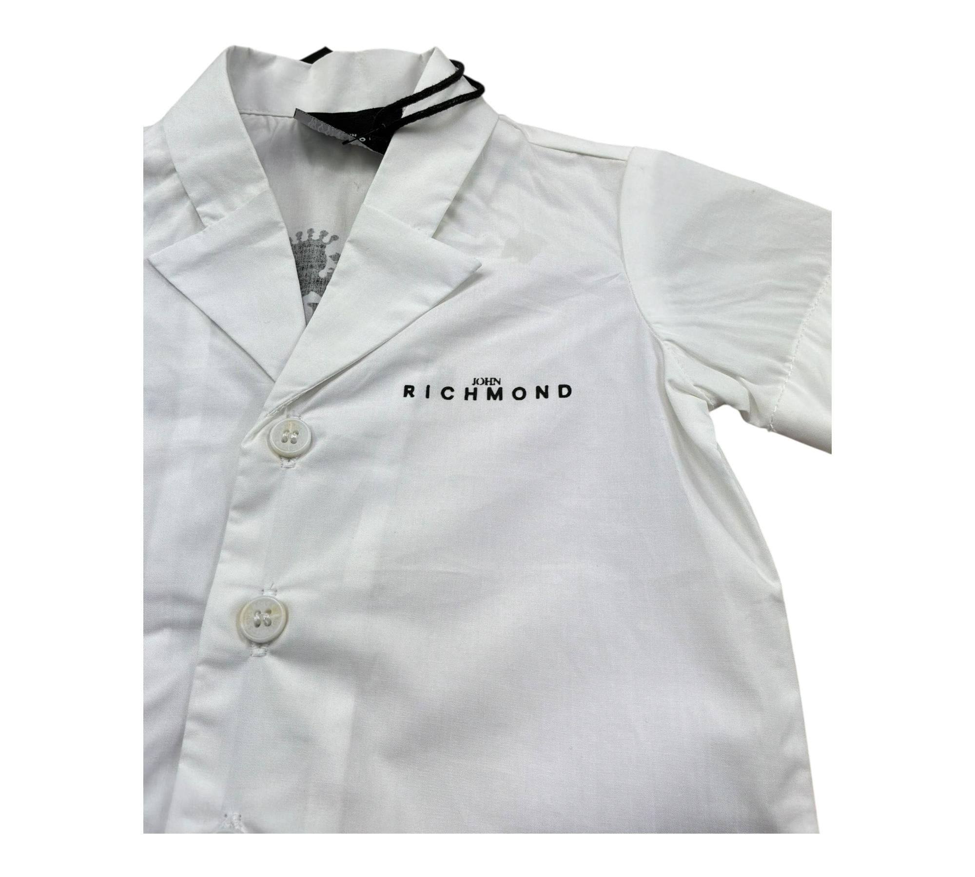 John Richmond Completo 2 Pezzi Camicia-Bermuda Bicolore per Neonato RIP26076CE BIANCO/NERO JOHN RICHMOND 