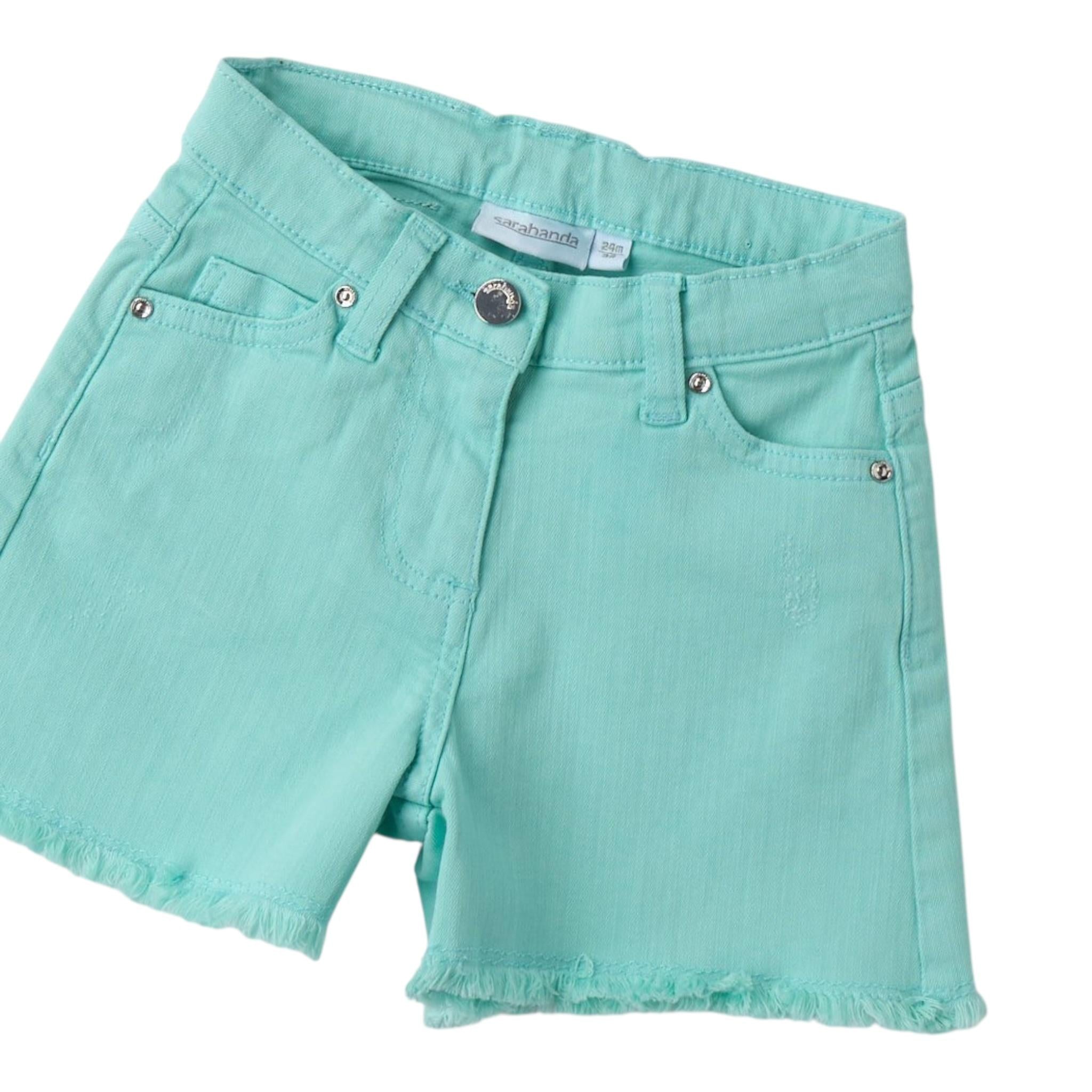 Sarabanda Short tinta unita con Girovita Regolabile Verde Acqua per Bambina 0B222XJ VERDE ACQUA SARABANDA 