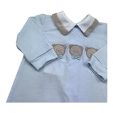 Isabel & Martinez Tutina Manica Lunga Tinta Unita con Ricami per Neonato IM25N506 AZZURRO ISABEL & MARTINEZ 