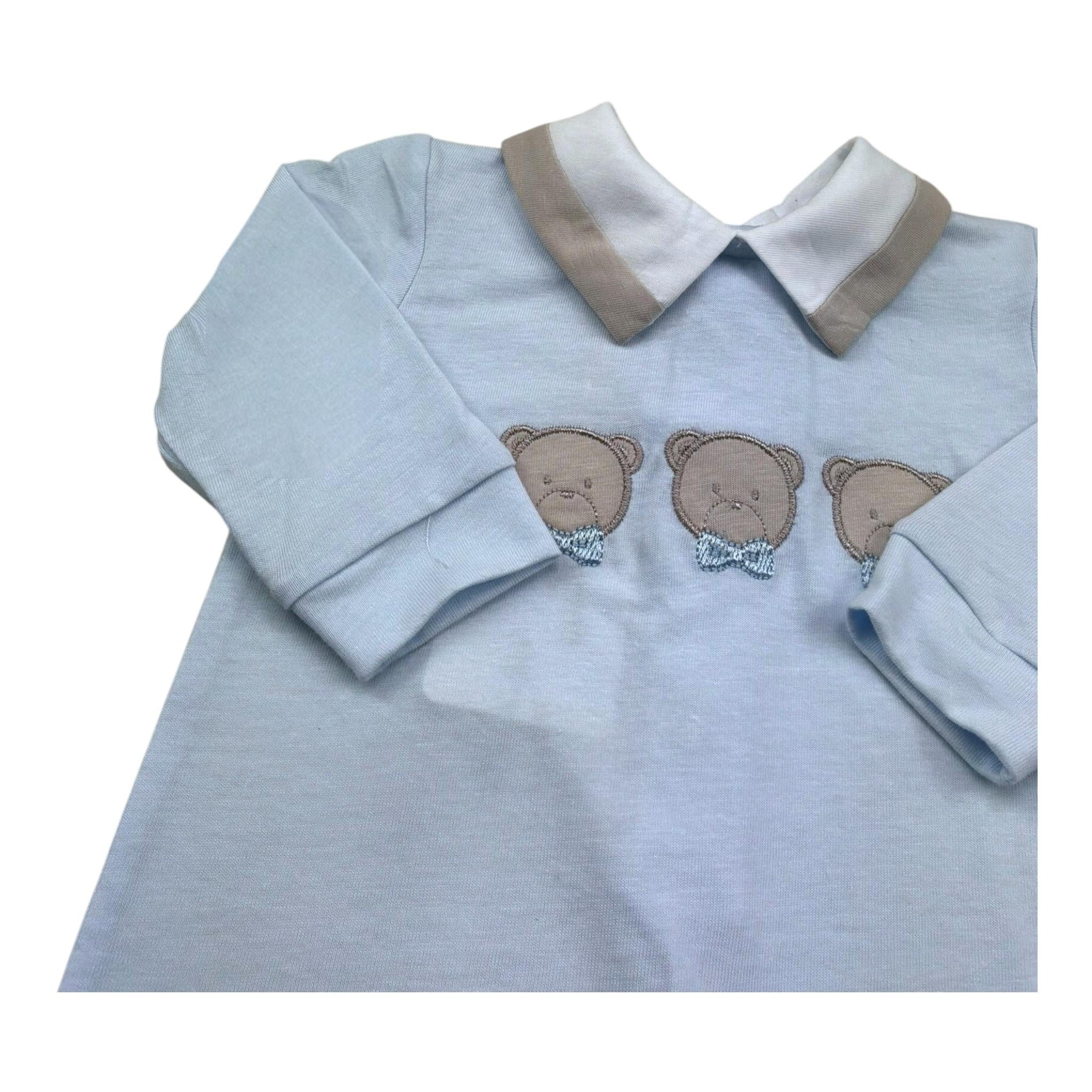 Isabel & Martinez Tutina Manica Lunga Tinta Unita con Ricami per Neonato IM25N506 AZZURRO ISABEL & MARTINEZ 