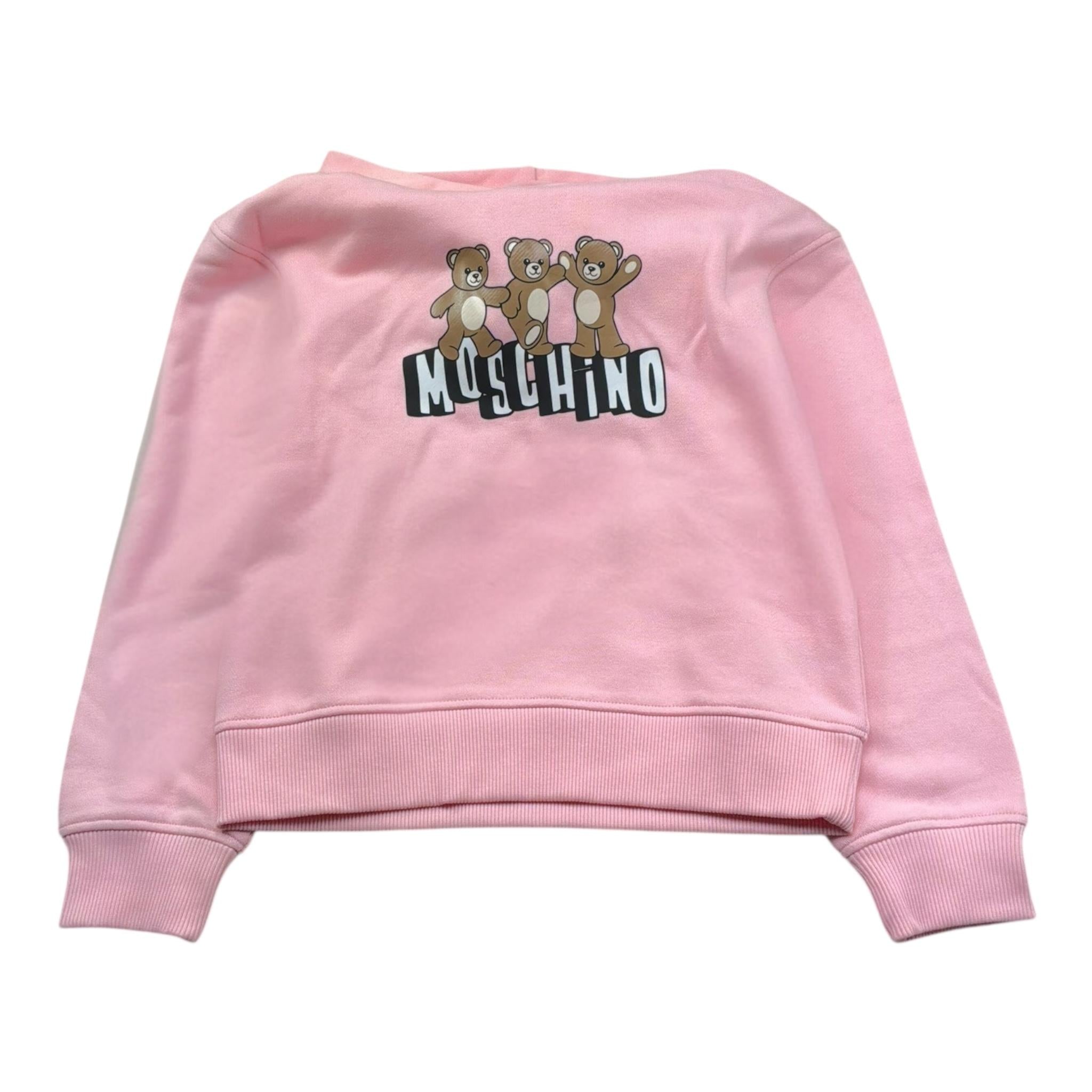 Moschino Felpa Tinta Unita con Cappuccio E Stampa per Bambina HQF07K ROSA MOSCHINO 
