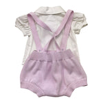 I Delfi Completo 2 Pezzi Camicia-Salopettes Bicolore per Neonata 25P5010 BIANCO/LILLA I DELFI 