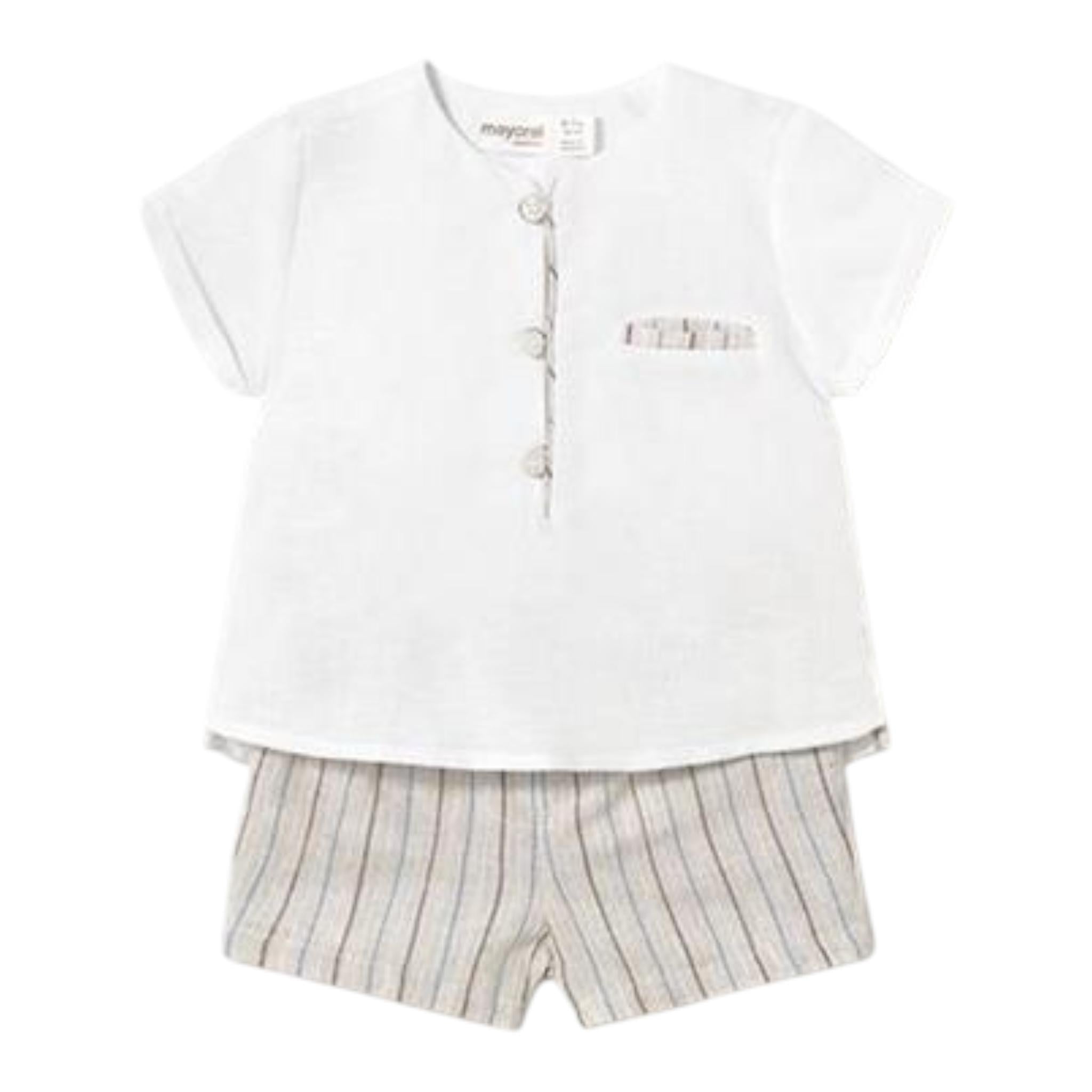Mayoral Completo 2 Pezzi Camicia-Bermuda Bicolore per Neonato 1211 BIANCO/BEIGE MAYORAL 