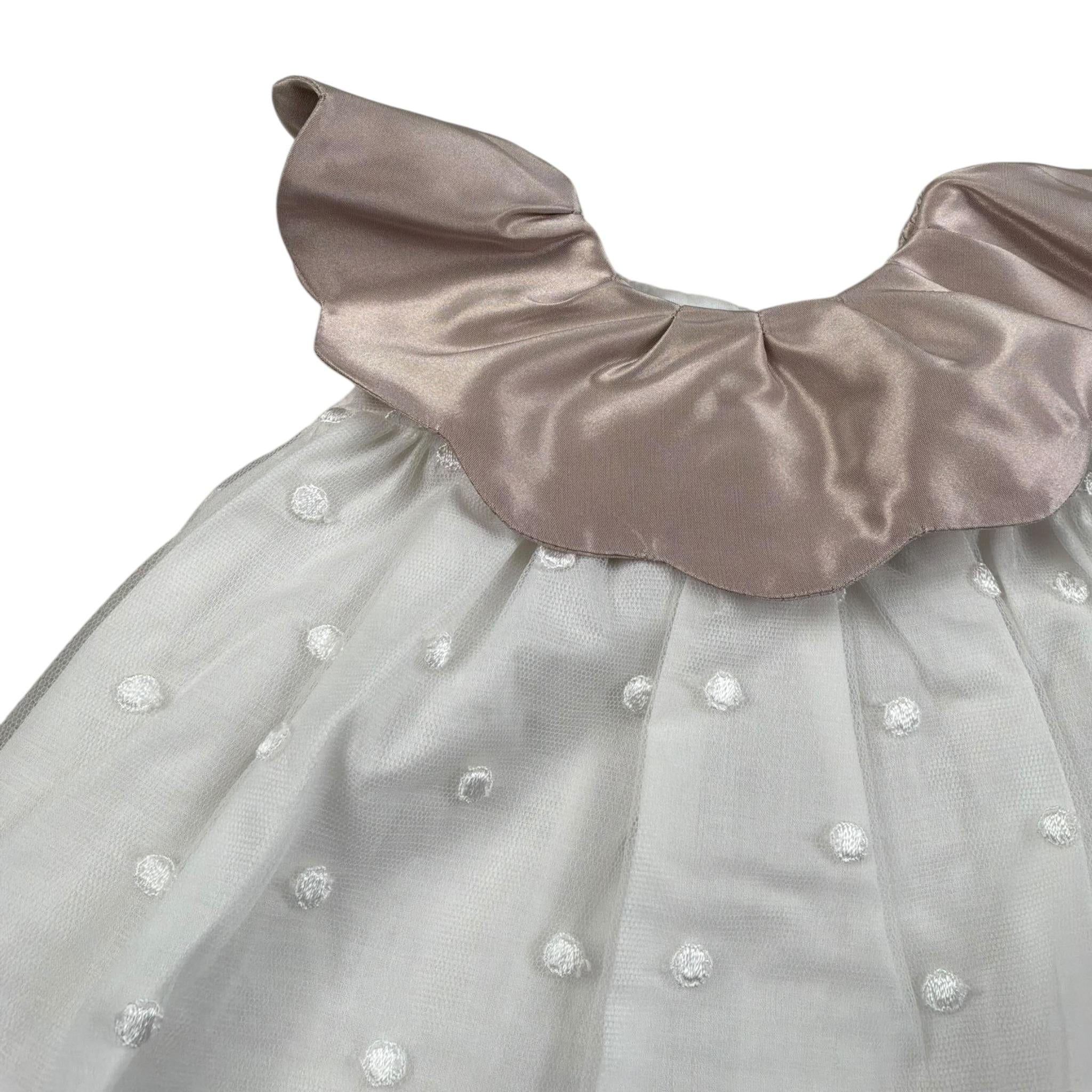 La Stupenderia Abito Giromanica tinta unita Cn Tulle Bianco per Neonata CCAB72 BIANCO LA STUPENDERIA 