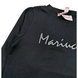 Mariuccia Shirt Girocollo tinta unita con Stampa Brillantinata Nero per Bambina MBFW23T209 NERO MARIUCCIA 
