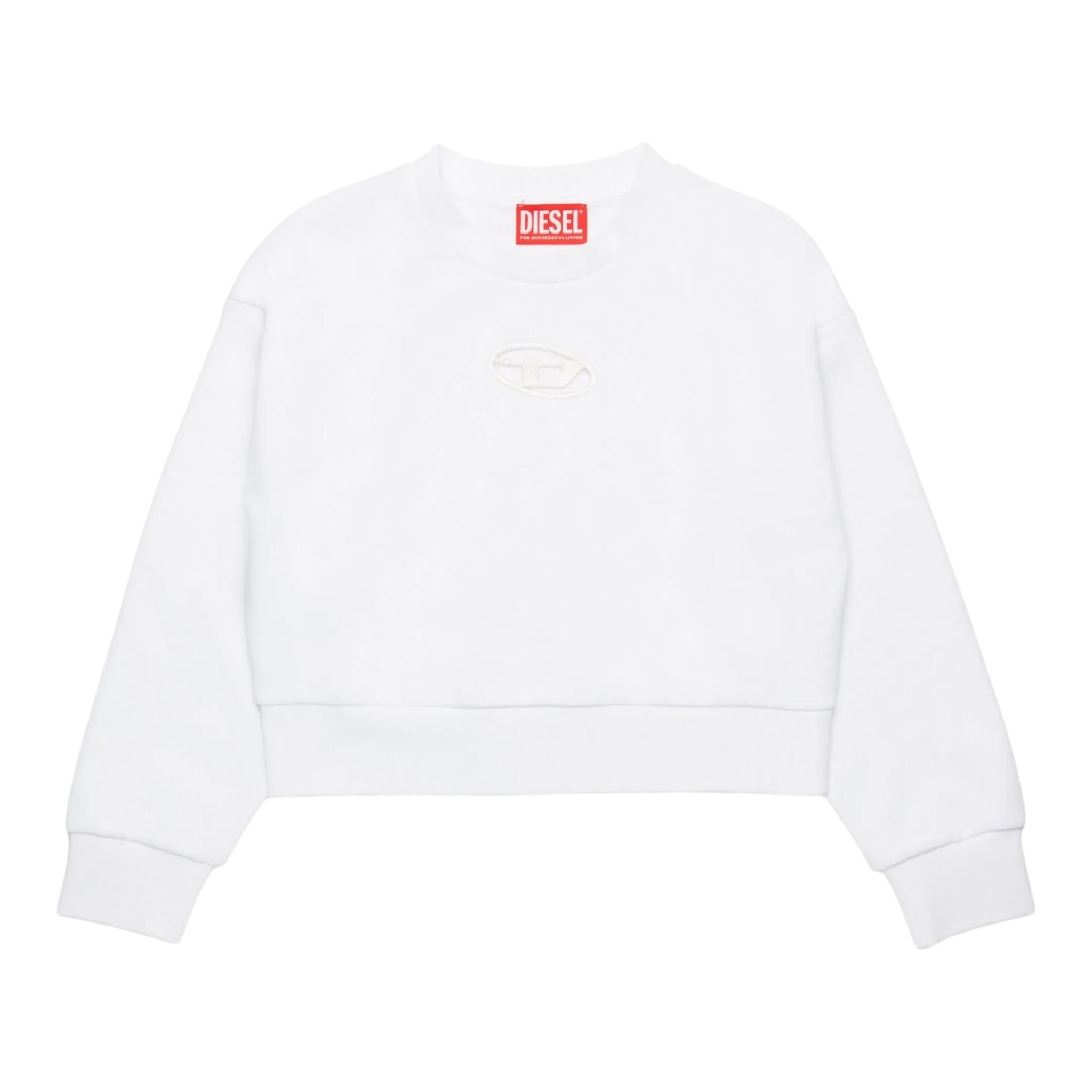 Diesel Felpa Chiusa Girocollo Tinta Unita con Logo per Bambina J01826 BIANCO DIESEL 