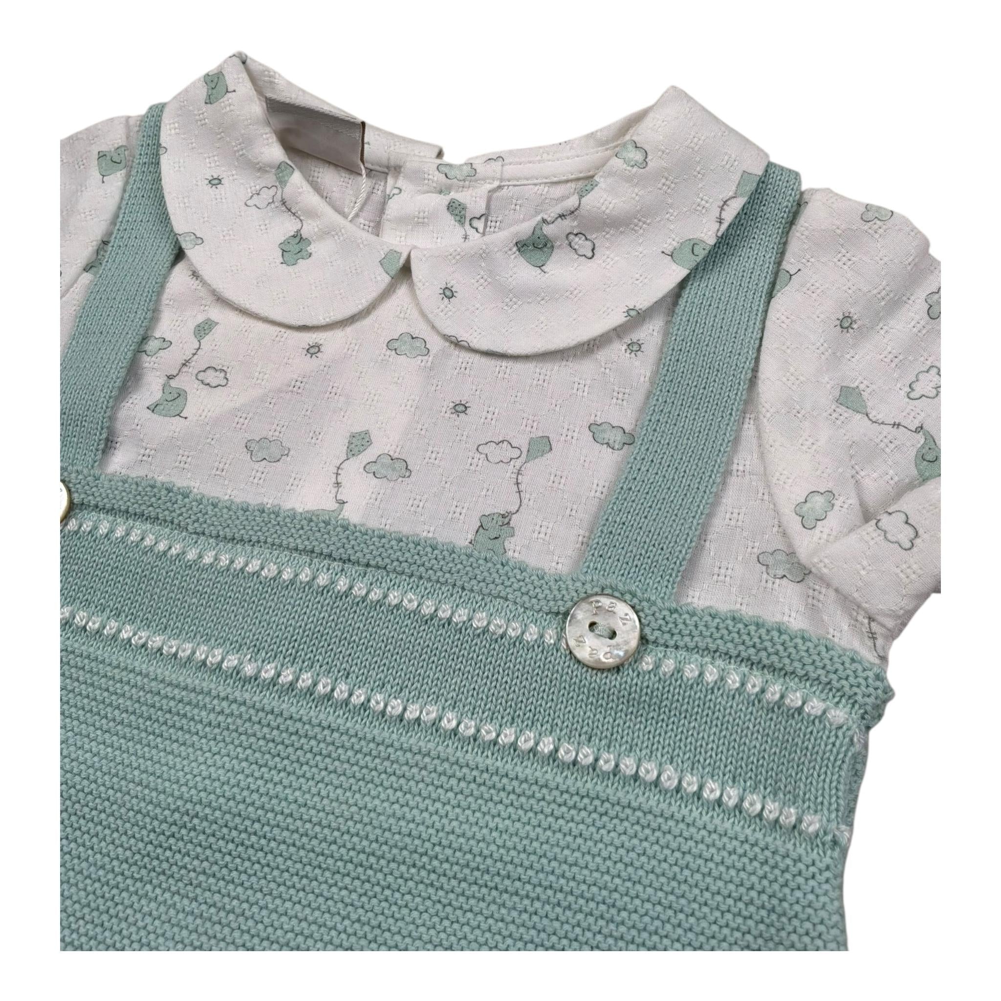 Paz Rodriguez Pagliaccetto Bicolore Mezza Manica per Neonato 005122296 VERDE PAZ RODRIGUEZ 