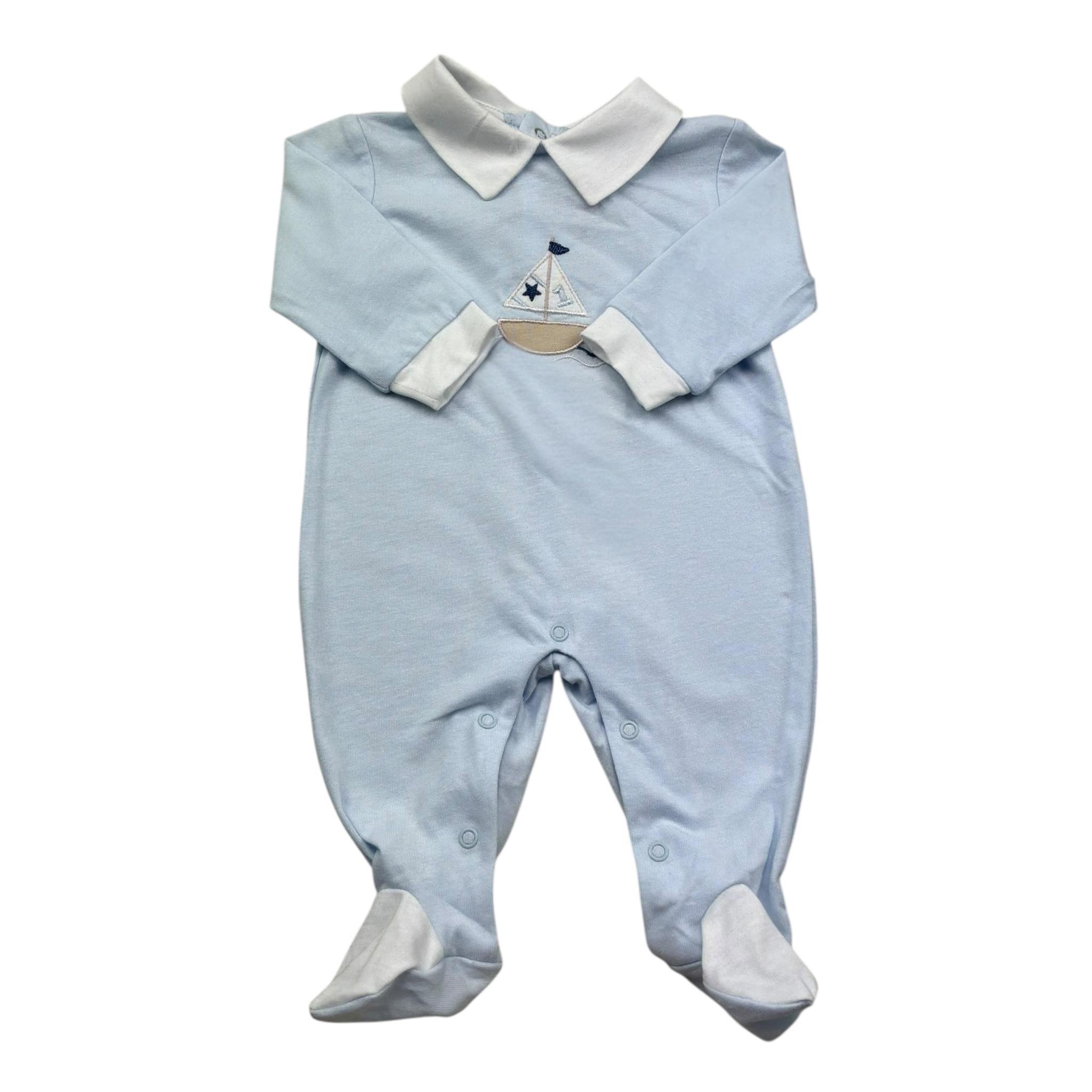 Isabel & Martinez Tutina Manica Lunga Tinta Unita con Ricamo per Neonato IM25N509 AZZURRO ISABEL & MARTINEZ 