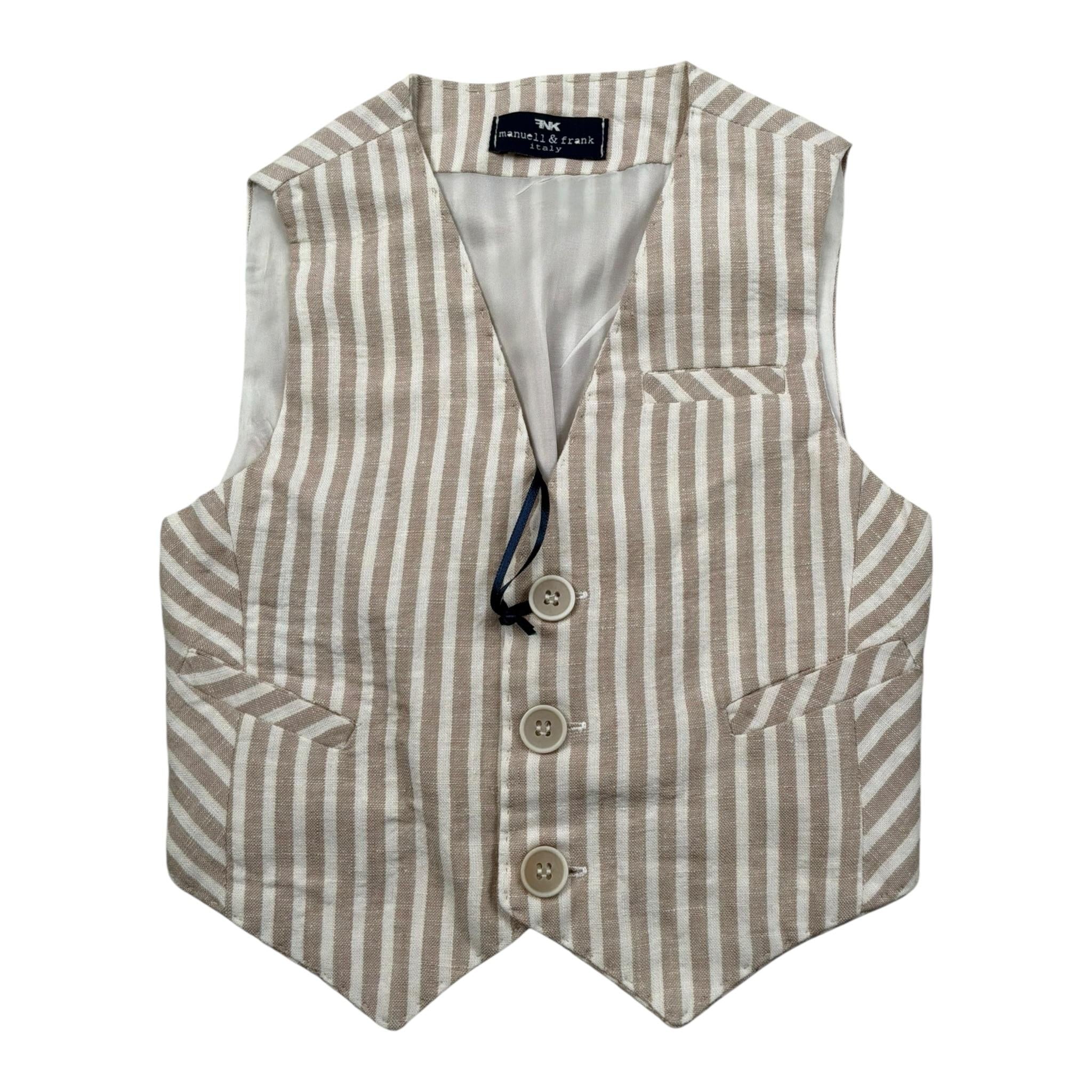 Manuel & Frank Gilet Tinta Unita con Bottoni E Fantasia A Righe per Neonato MF5155N BEIGE MANUEL & FRANK 