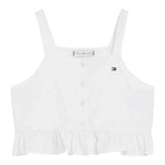 Tommy Hilfiger Top Giromanca Tinta Unita In Pizzo Sangallo per Bambina KG0KG07289 BIANCO TOMMY HILFIGER 