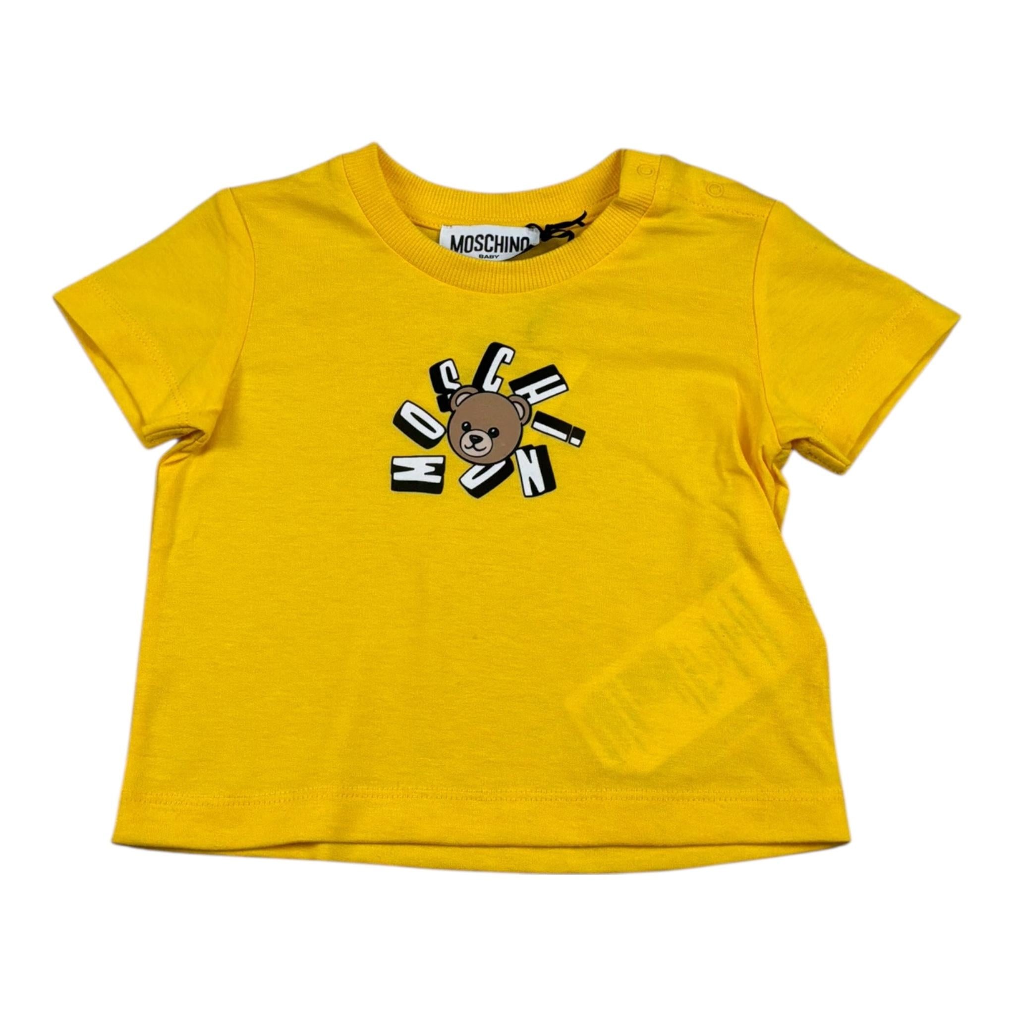 Moschino T-Shirt Girocollo Tinta Unita con Stampa per Neonata MXM047 GIALLO MOSCHINO 