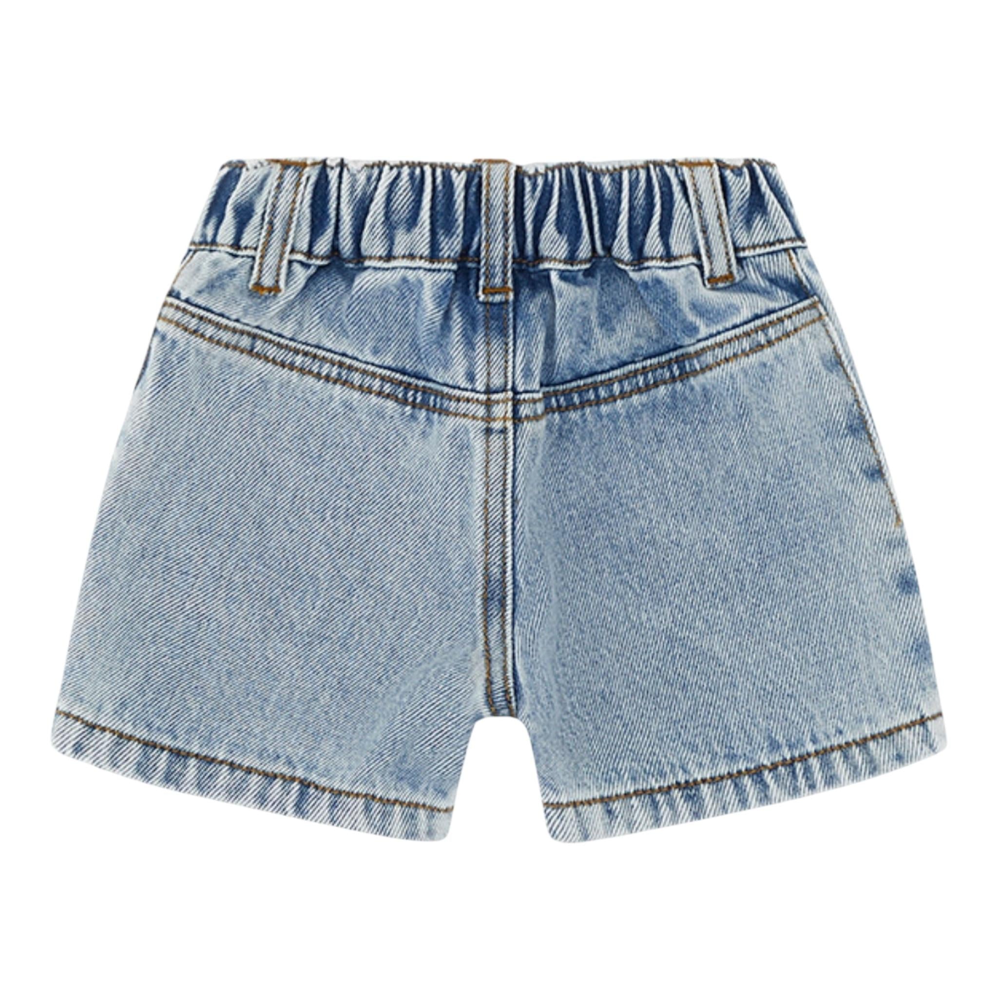 Moschino Short In Denim Tinta Unita con Elastico In Vita per Neonata MUQ017 AZZURRO MOSCHINO 