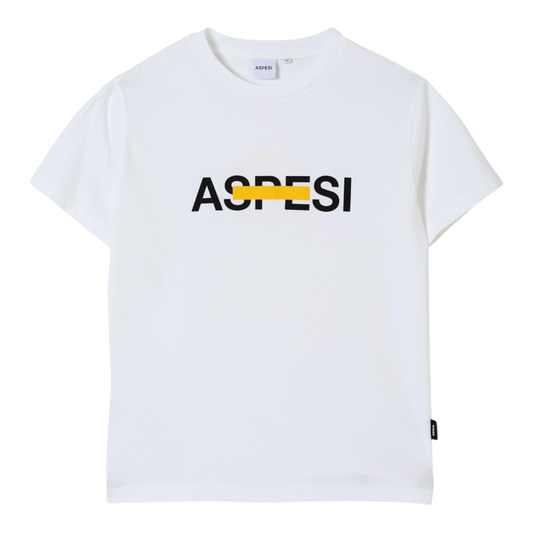 Aspesi T-Shirt Girocollo Tinta Unita con Stampa per Bambino S25051TSM7038 BIANCO ASPESI 
