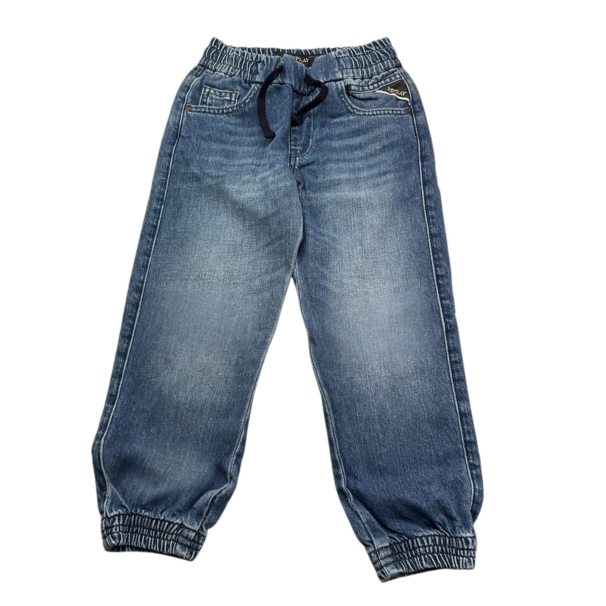 Replay Jeans Tinta Unita con Elastico In Vita per Bambino SB9093 BLU REPLAY 