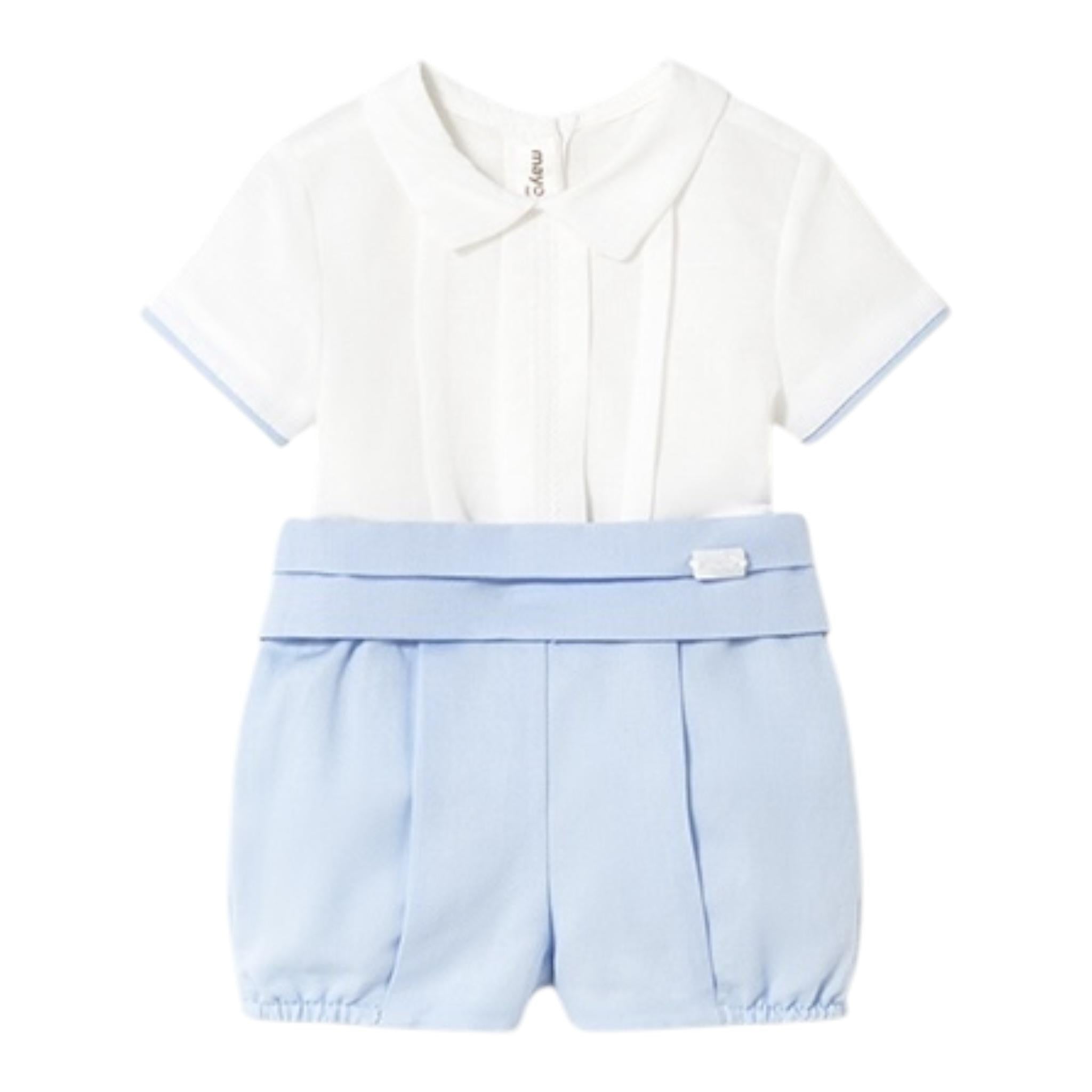 Mayoral Completo 3 Pezzi Bermuda-Camicia-Cintura per Neonato 1214 BIANCO/BEIGE MAYORAL 