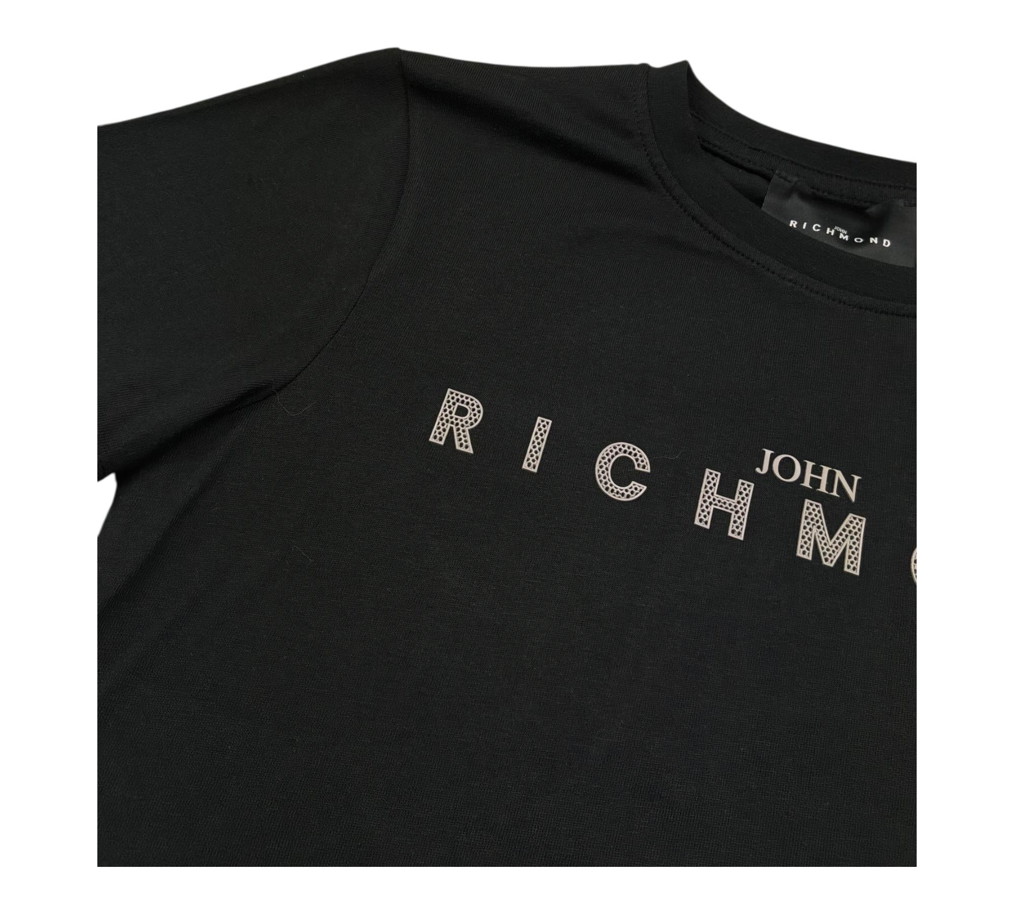 John Richmond T-Shirt Girocollo Tinta Unita con Logo per Bambino RBP26008TS NERO JOHN RICHMOND 