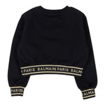 BALMAIN felpa tinta unita girocollo con stampa Nero per Bambina 6R4B30 NERO BALMAIN 
