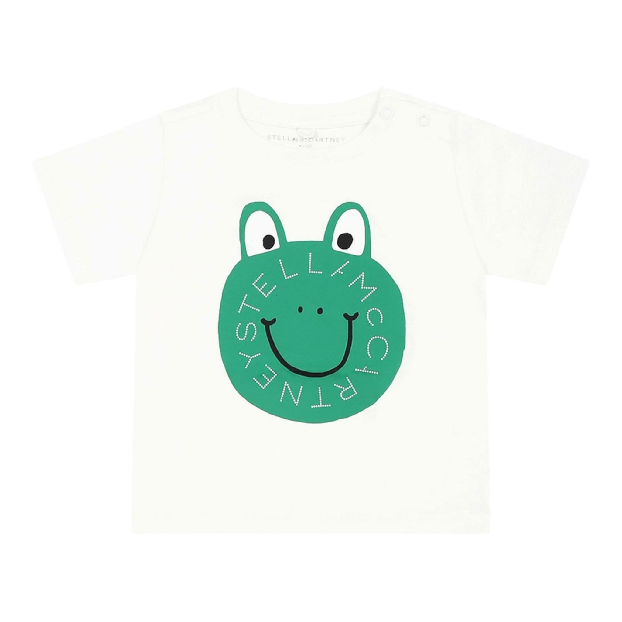 Stella Mccartney T-Shirt Girocollo Tinta Unita con Stampe Rana per Bambino TW8571 BIANCO STELLA McCARTNEY 