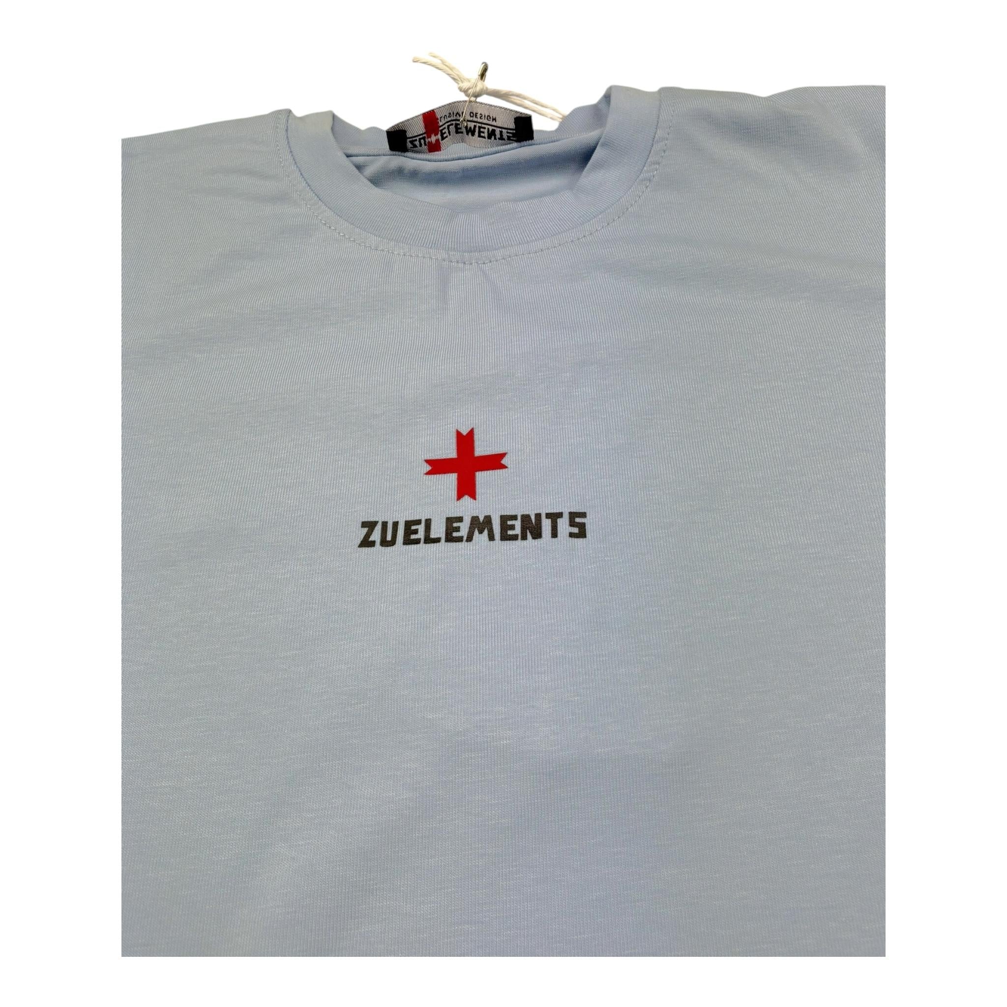 Zu+Elements T-Shirt Girocollo Tinta Unita con Stampa per Bambino ZU1608 AZZURRO ZU+ELEMENTS 