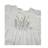 Il Gufo Abito Mezza Manica Tinta Unita con Ricami per Bambina P25VW788L0002J BIANCO IL GUFO 