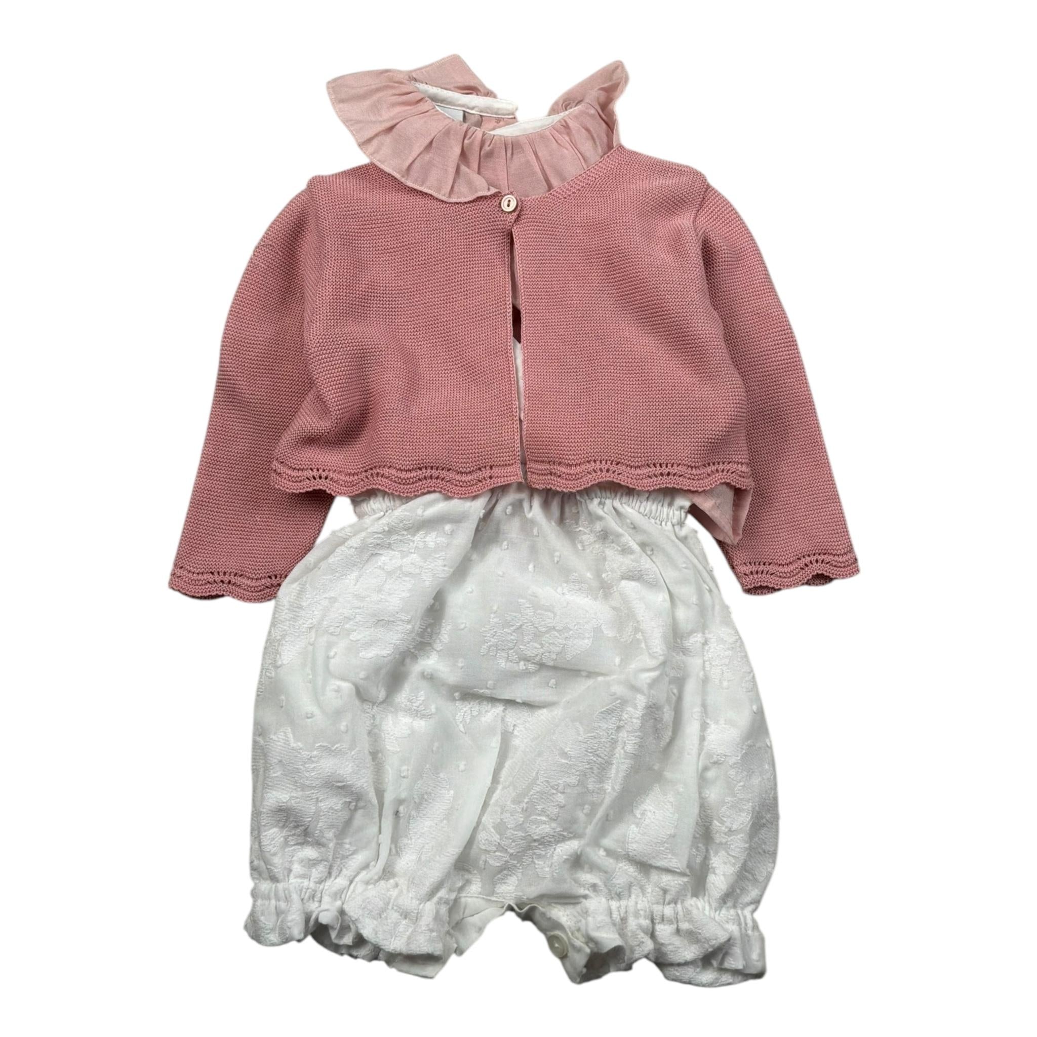 Marlu' Completo 3 Pezzi Camicia-Pagliaccetto-Cardigan per Neonata EP2860 ROSA MARLU' 
