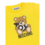 Moschino T-Shirt Girocollo Tinta Unita con Orso per Neonato MNM047XXXX GIALLO MOSCHINO 