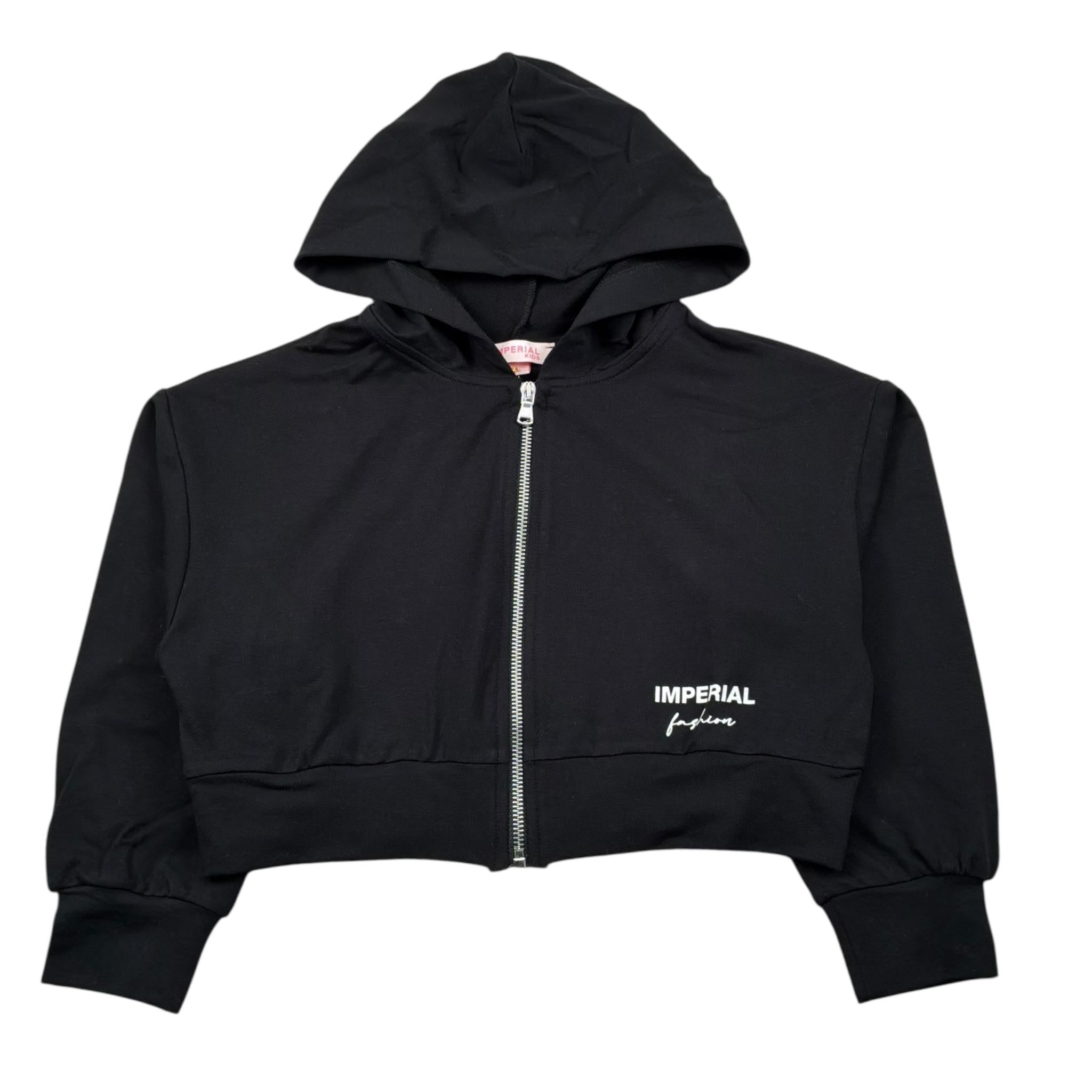Imperial Felpa con Zip E Cappuccio Tinta Unita per Bambina LK08042G75 NERO IMPERIAL 