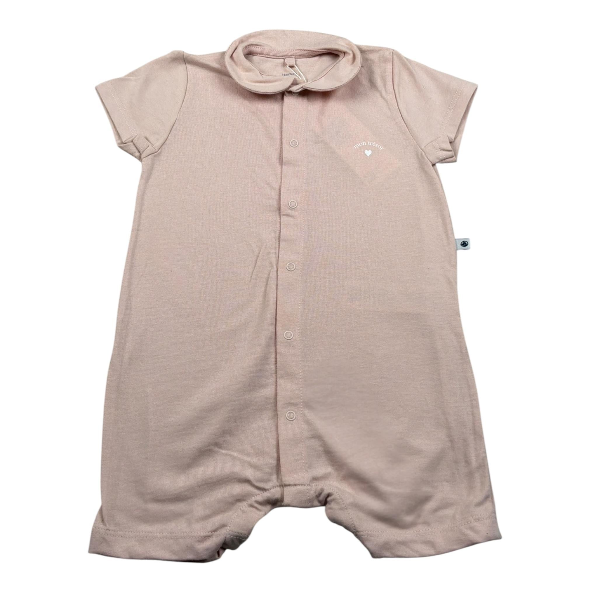 Petit Bateau Pagliaccetto Mezza Manica tinta unita Rosa per Neonata A09HR01070 ROSA PETIT BATEAU 