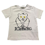 Iceberg T-Shirt Girocollo Tinta Unita con Stampe In Contrasto per Neonato TSICE5106B BIANCO ICEBERG 