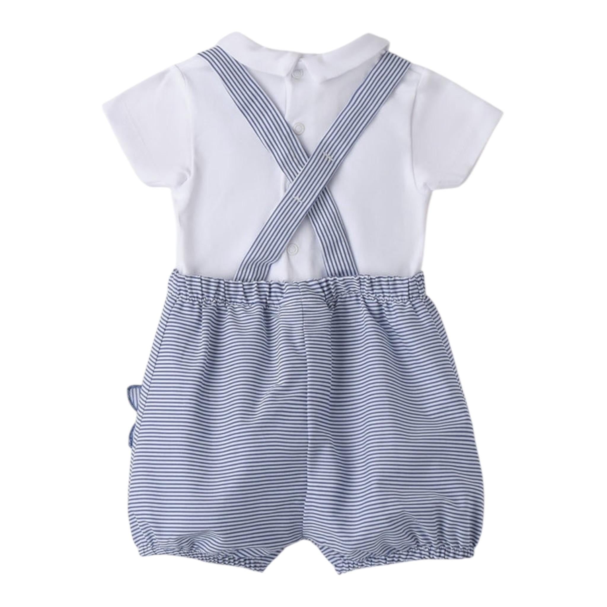 Mini Banda Complet 2 Pezzi Pagliaccetto-Body Bianco/Blu per Neonato 3B679X BIANCO/BLU MINI BANDA 