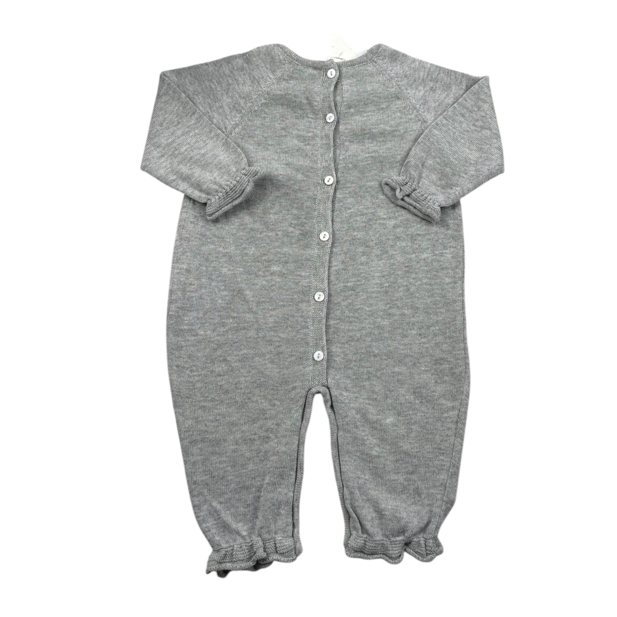 Le Coconne Tutina Tinta Unita con Applicazione Fiocco per Neonata LCN0586 GRIGIO LE COCONNE 