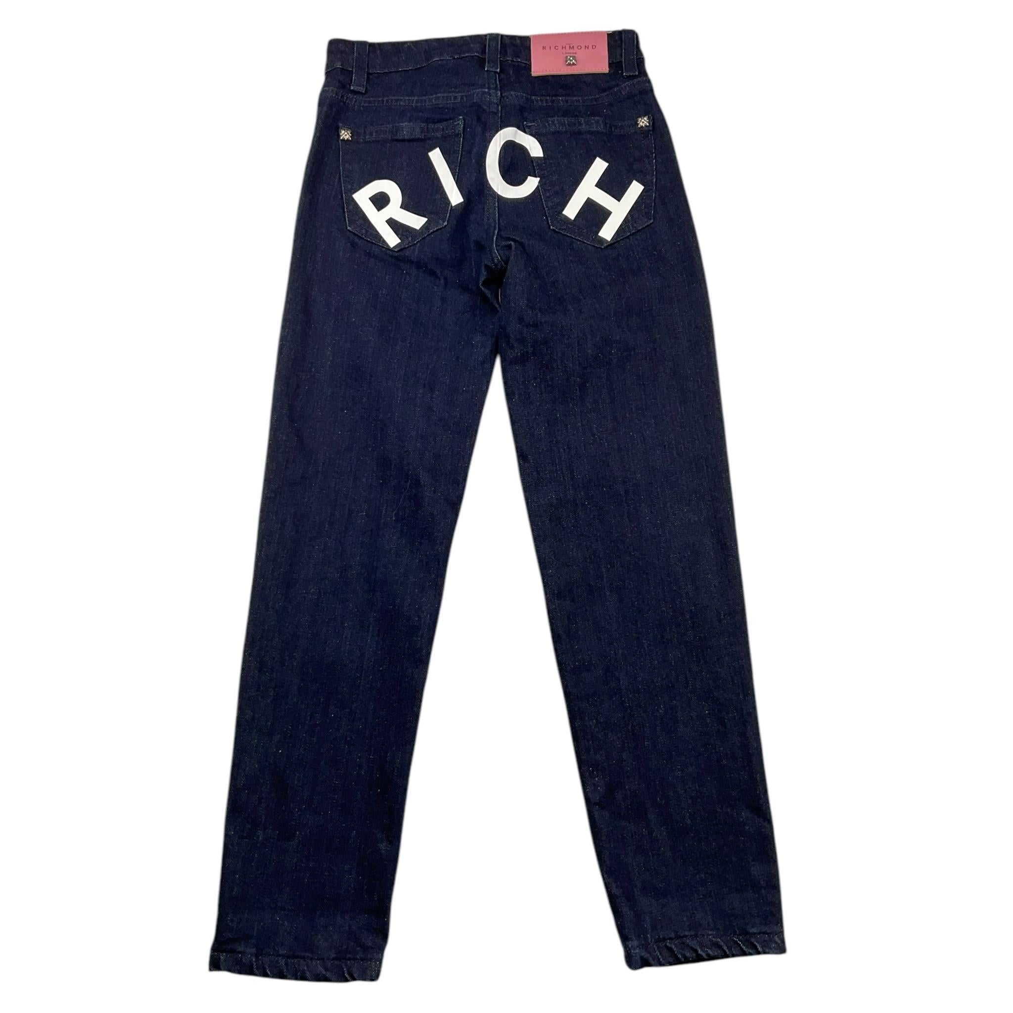 JOHN RICHMOND jeans tinta unita con stampa logo Blu per Bambina RGA25106JE BLU JOHN RICHMOND 