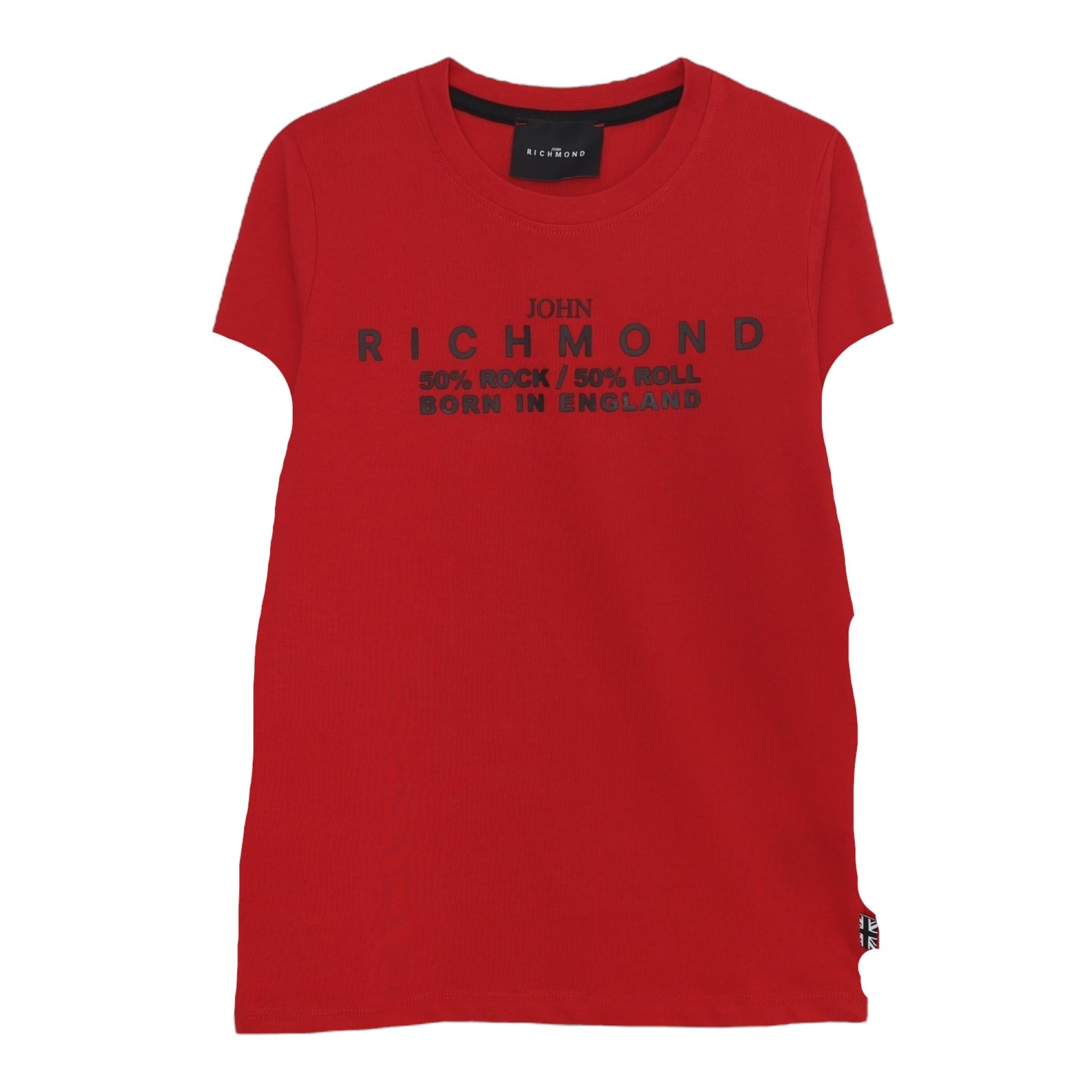 JOHN RICHMOND t-shirt girocollo tinta unita con logo Rosso per Bambino RBA24048TS ROSSO JOHN RICHMOND 