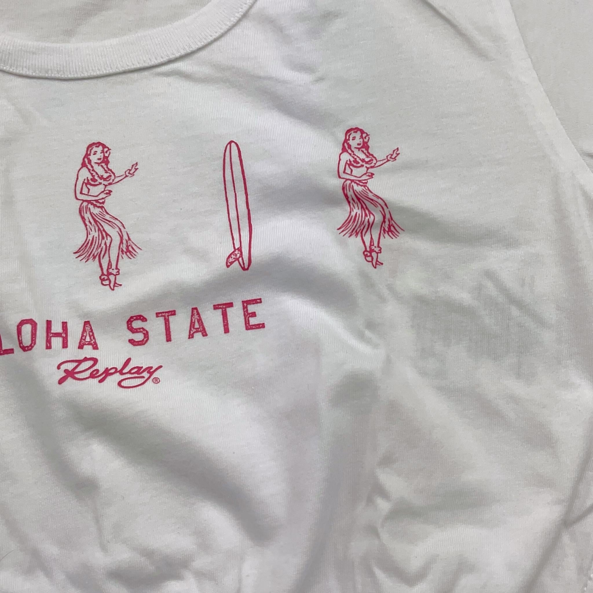 Replay T-Shirt Girocollo Modello Crop con Elastico per Bambina SG7301 BIANCO REPLAY 