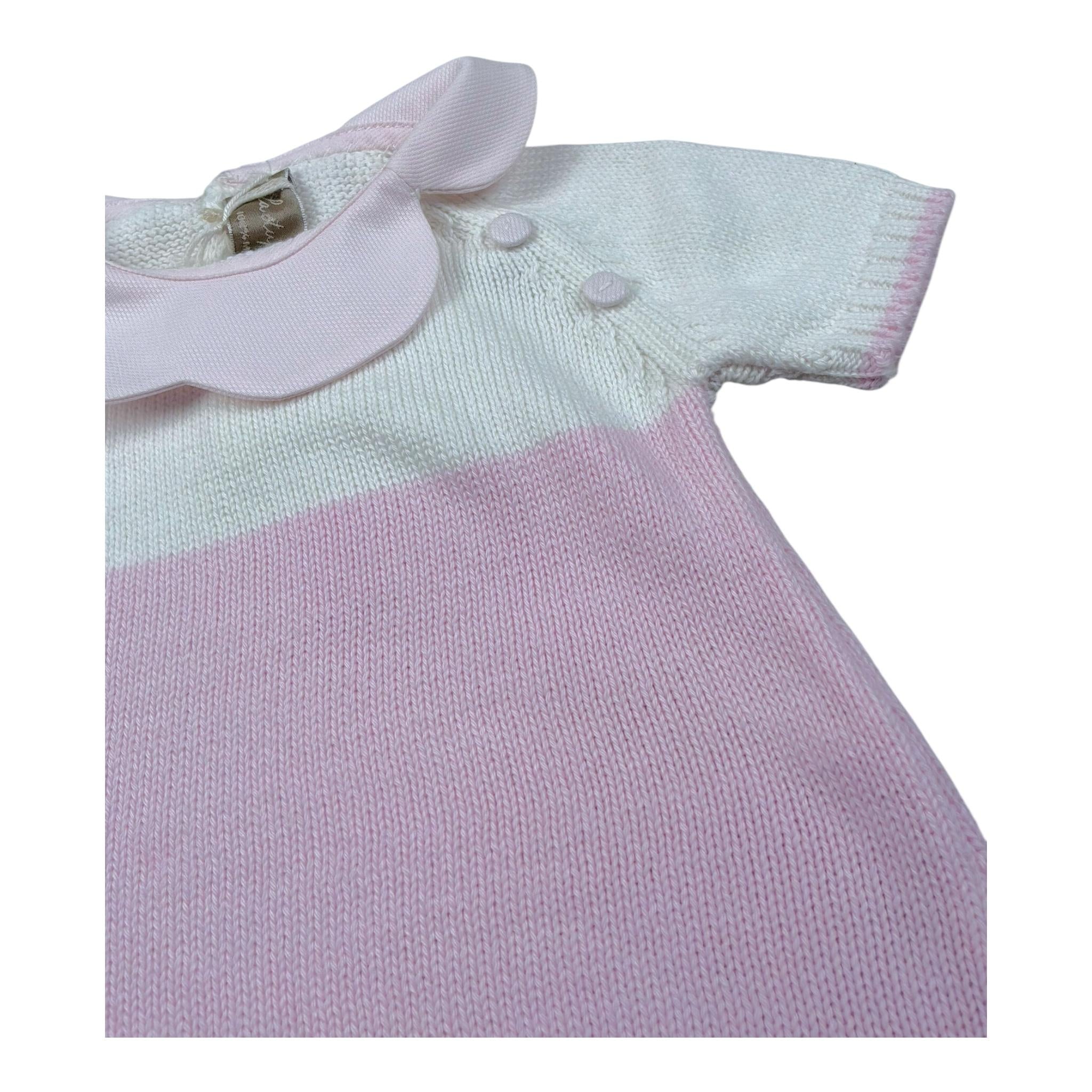La Stupenderia Pagliaccetto Bicolore Mezza Manica con Colletto per Neonata SBTT52102103 BIANCO/ROSA LA STUPENDERIA 