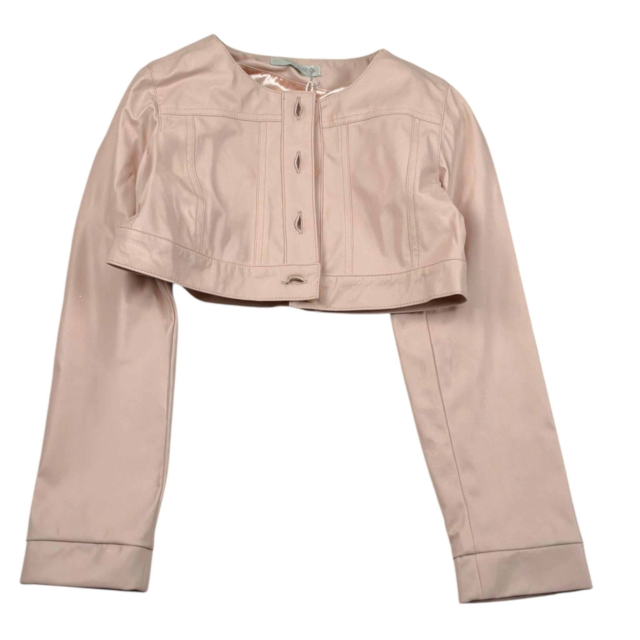 Bella Brilli Giubbino Modello Crop Tinta Unita In Ecopelle per Bambina FURUUR ROSA BELLA BRILLI 