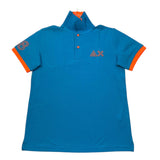 Sun68 Polo Mezza Manica Tinta Unita con Profili In Contrasto per Bambino 3A35322 AZZURRO SUN68 