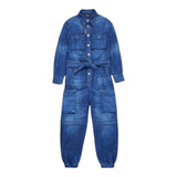 DSQUARED2 tuta intera in denim tinta unita con bottoni Blu per Bambina DQ2553 BLU DSQUARED2 