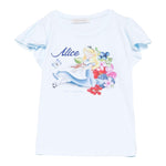 Monnalisa T-Shirt Girocollo con Stampa Brillantini E Rouches per Bambina 11E618 BIANCO MONNALISA 