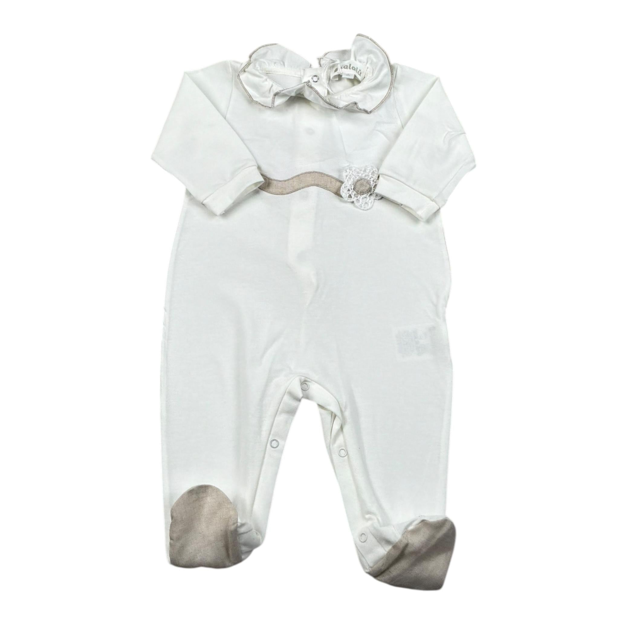 Lalalu' Tutina Tinta Unita con Stampa per Neonata TJL011P BIANCO LALALU' 