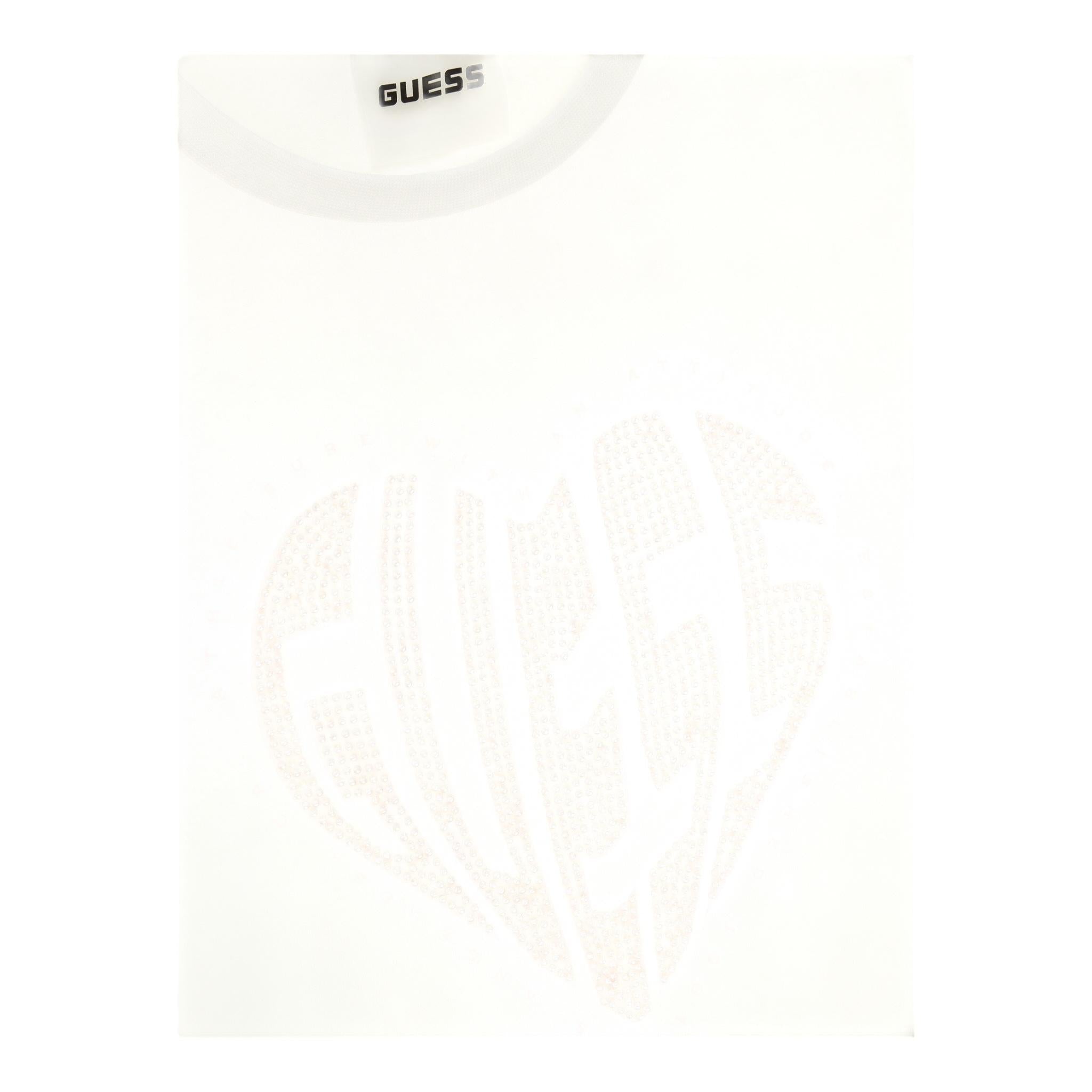Guess T-Shirt Girocollo Tinta Unita con Stampa Logo per Bambina J4RI46J131 BIANCO GUESS 