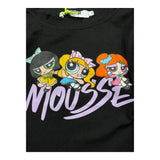 MOUSSE shirt girocollo tinta unita con stampa e rouches Nero per Bambina ROUCHES NERO MOUSSE 