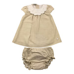 Paz Rodriguez Set Abito Mezza Manica-Coulotte Tinta Unita per Neonata 004152719 BEIGE PAZ RODRIGUEZ 